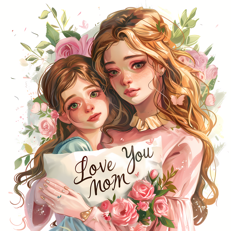 Letter For Mom,Love Mom,Mother And Daughter