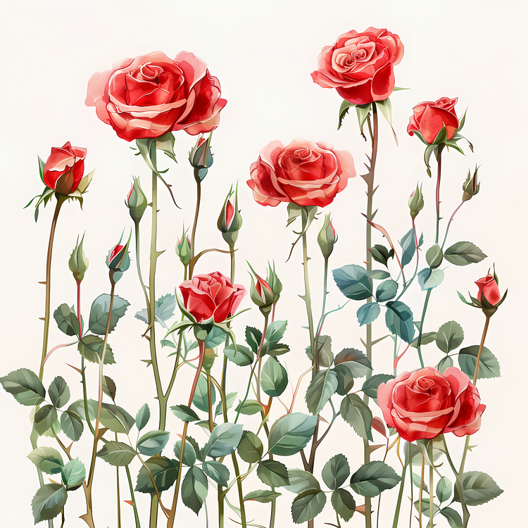 Roses Garden,Roses,Watercolor