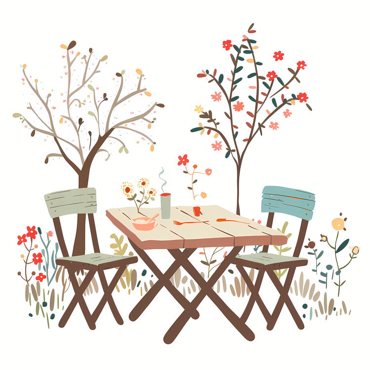 Garden Table,Flowerbed,Picnic Table