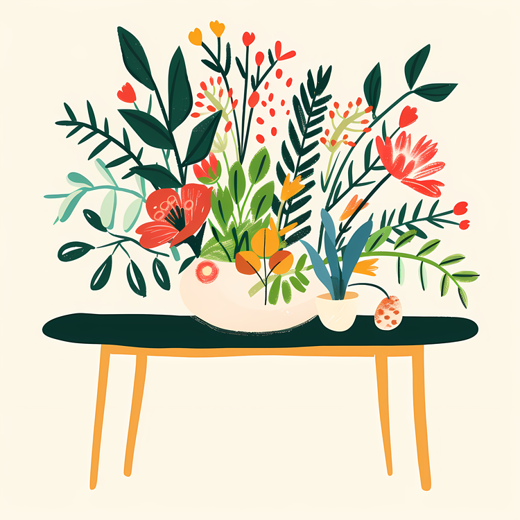 Garden Table,Flowers,Vase