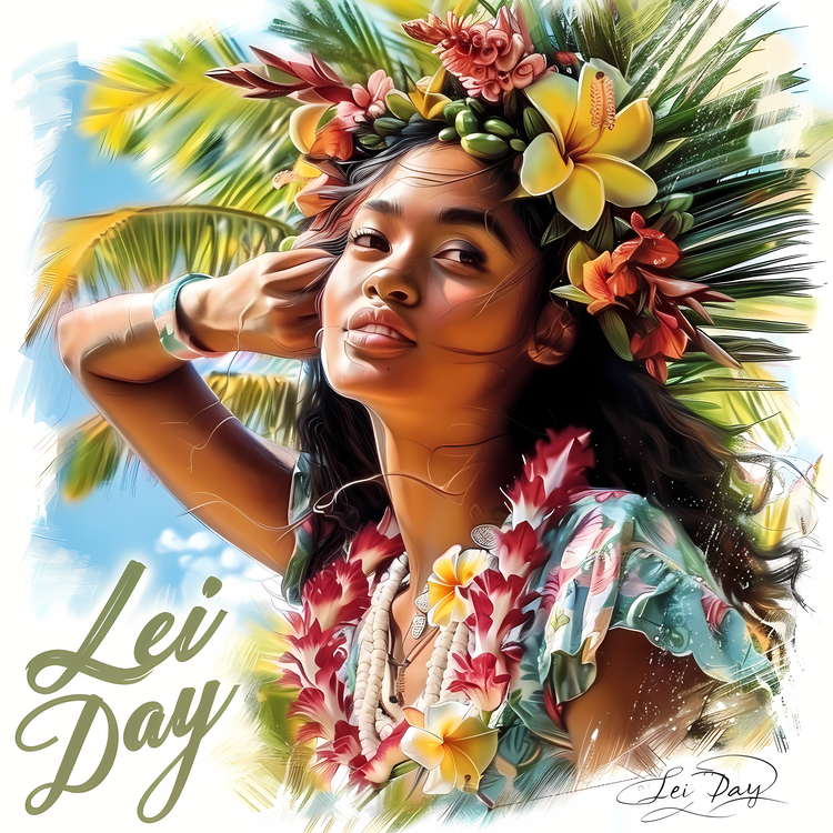 Lei Day,Hawaiian Woman,Lei