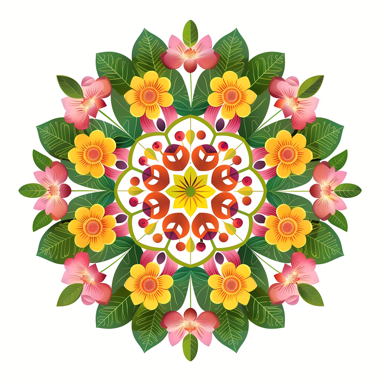 Onam Pookalam,Mandala,Flower PNG Clipart - Royalty Free SVG / PNG