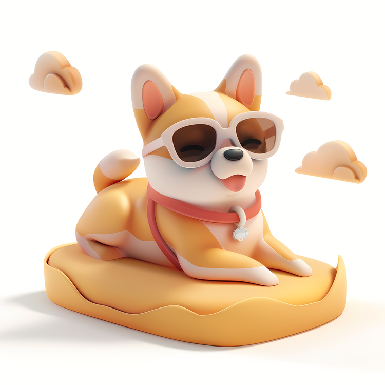 Cute Dog Figurine with Sunglasses