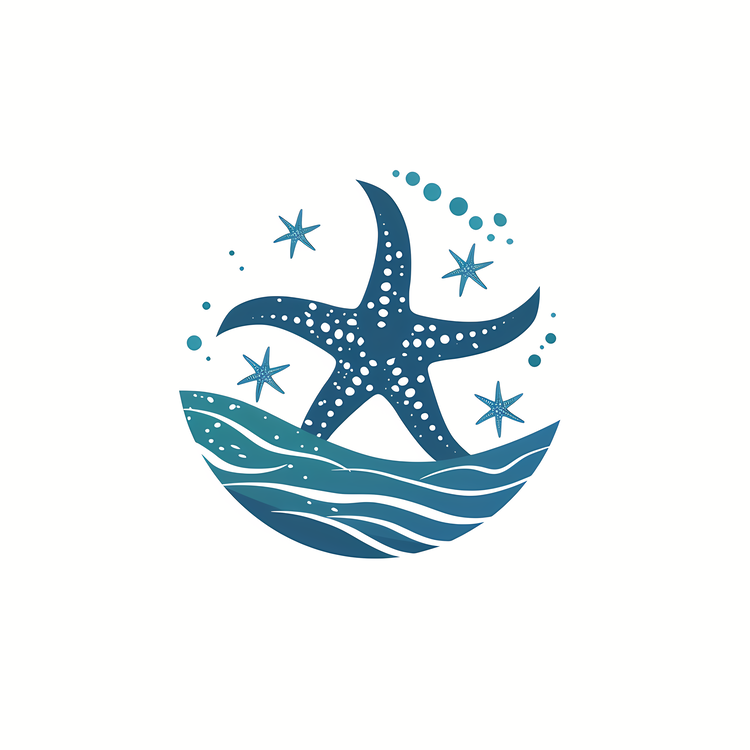 Starfish Illustration in Blue Ocean