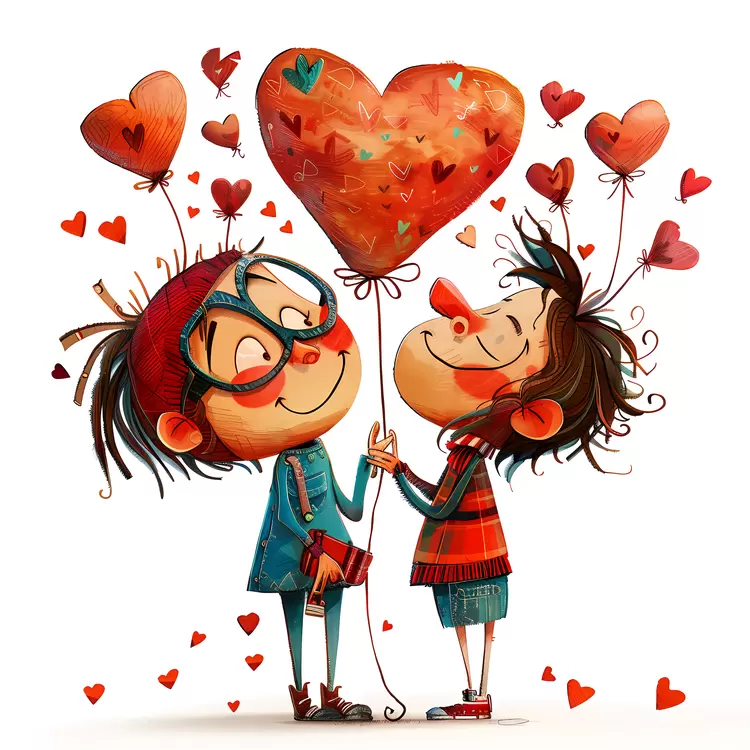 Cute Couple with Heart Balloon