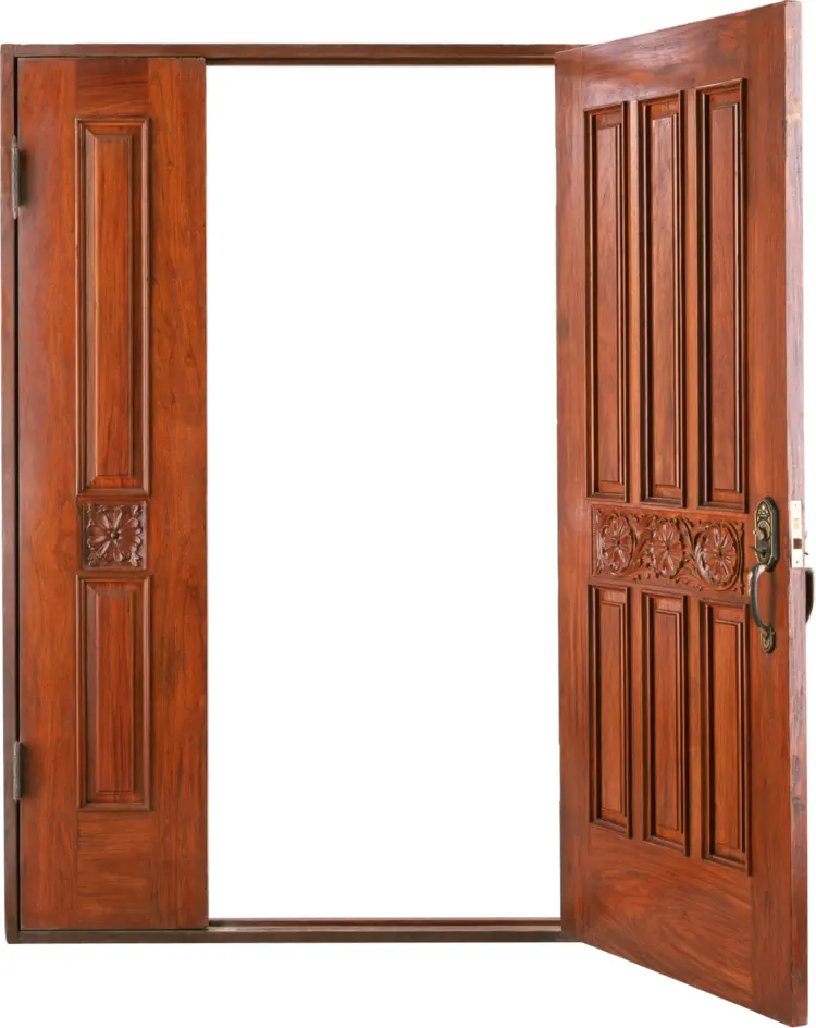 Open Wooden Door with Handle