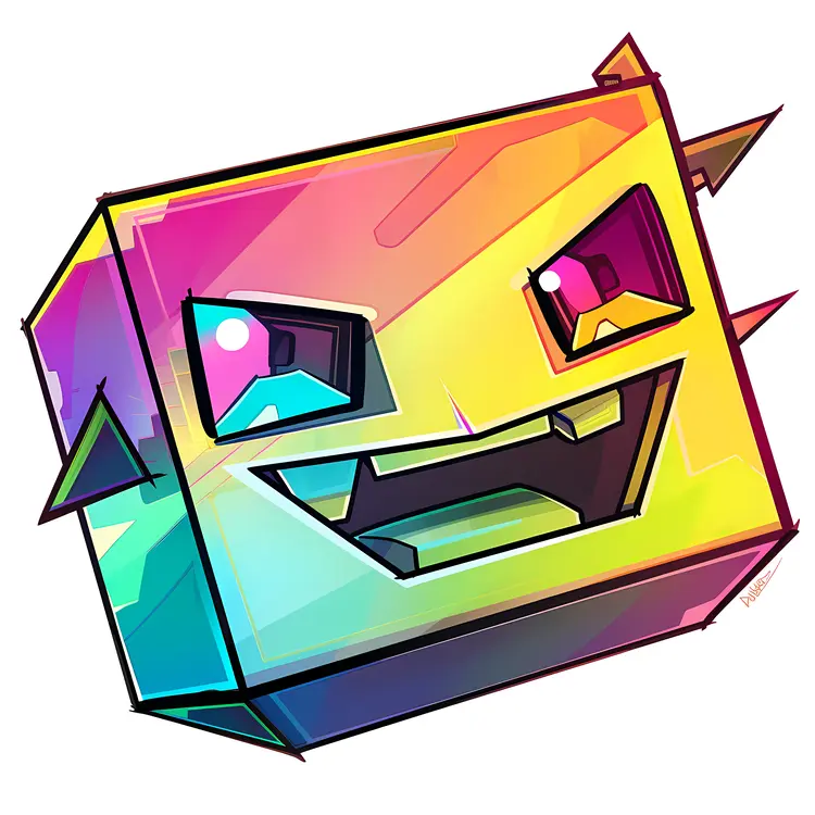 Colorful Happy Cube Cartoon