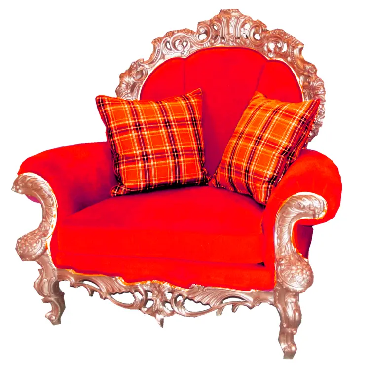 Luxurious Red Armchair with Cushions