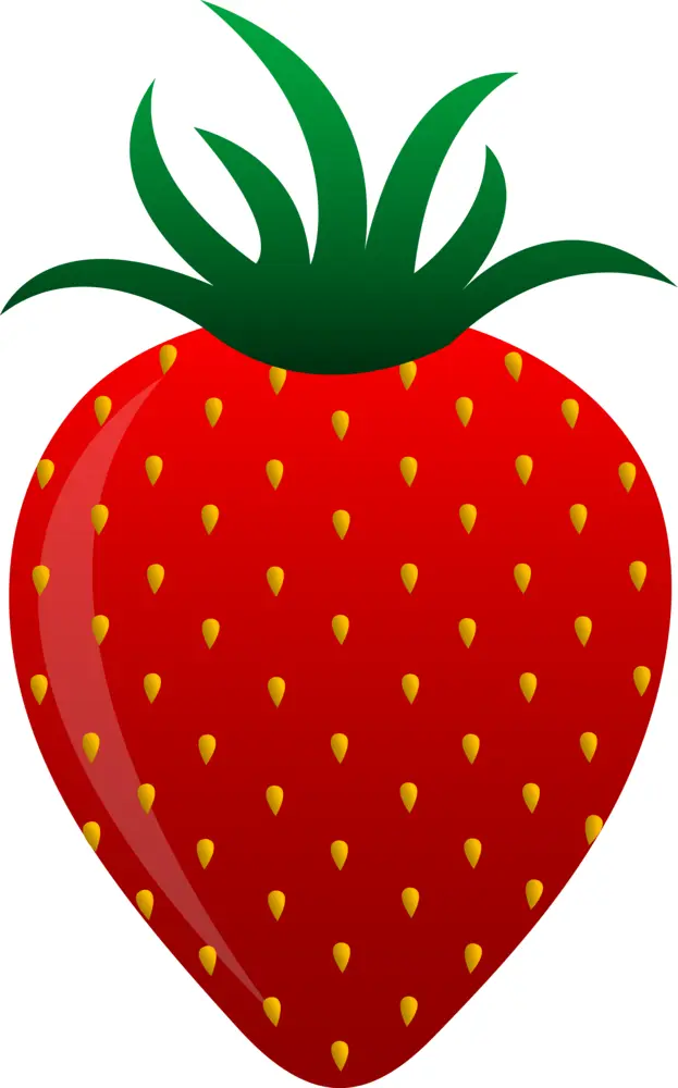 Bright Red Strawberry with Green Leaves