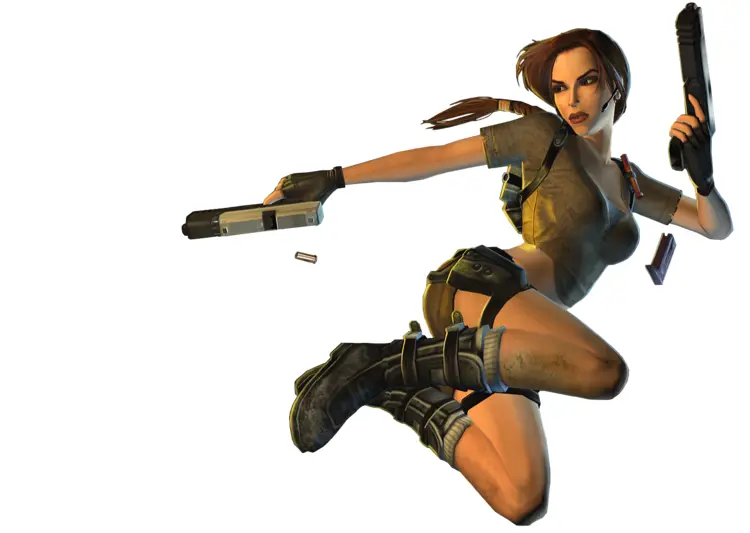 Action-Packed Female Character with Weapons