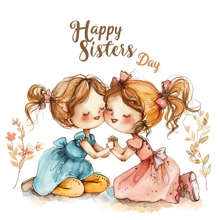 Happy Sisters Day Cute Illustration