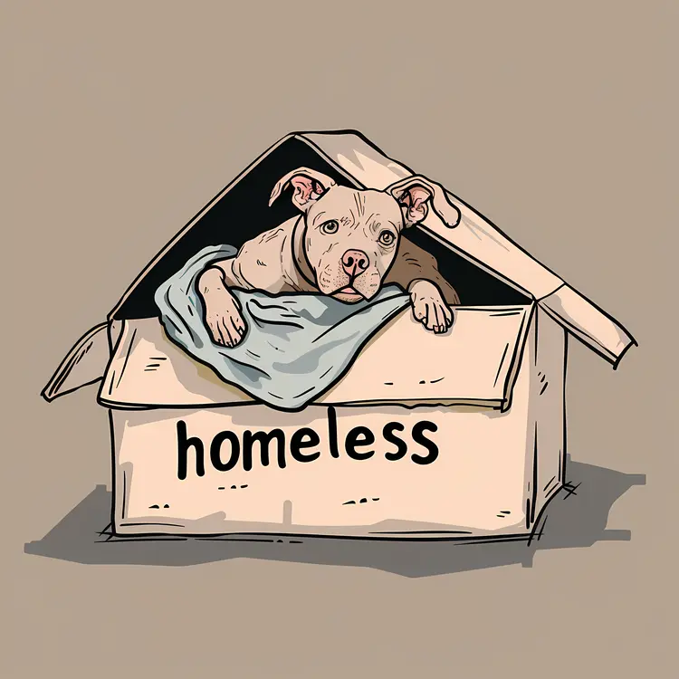 Homeless Dog in Cardboard Box