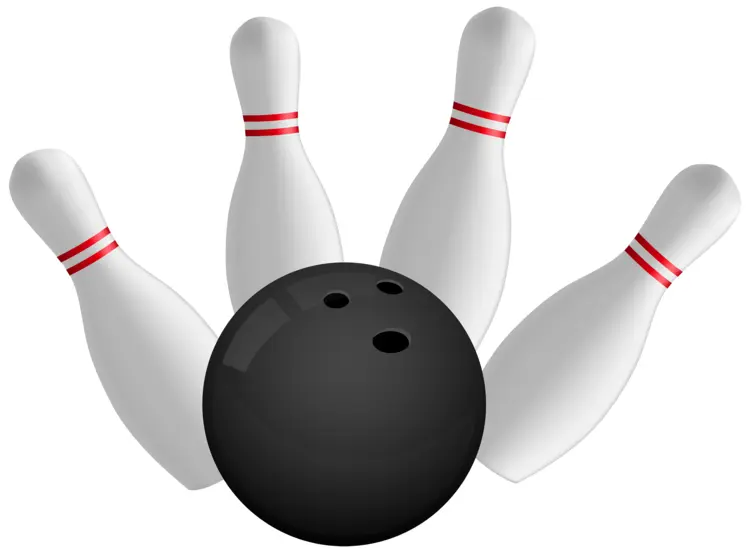 Five Bowling Pins and Black Ball