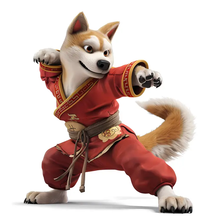 Cool dog in martial arts pose