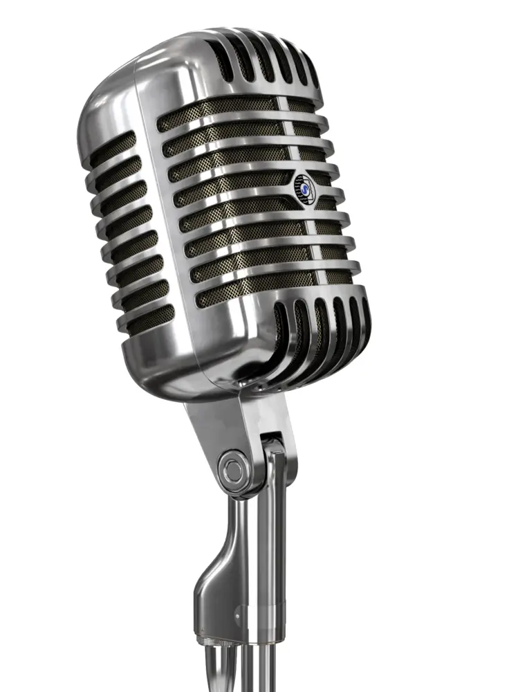Vintage Silver Microphone on Stand