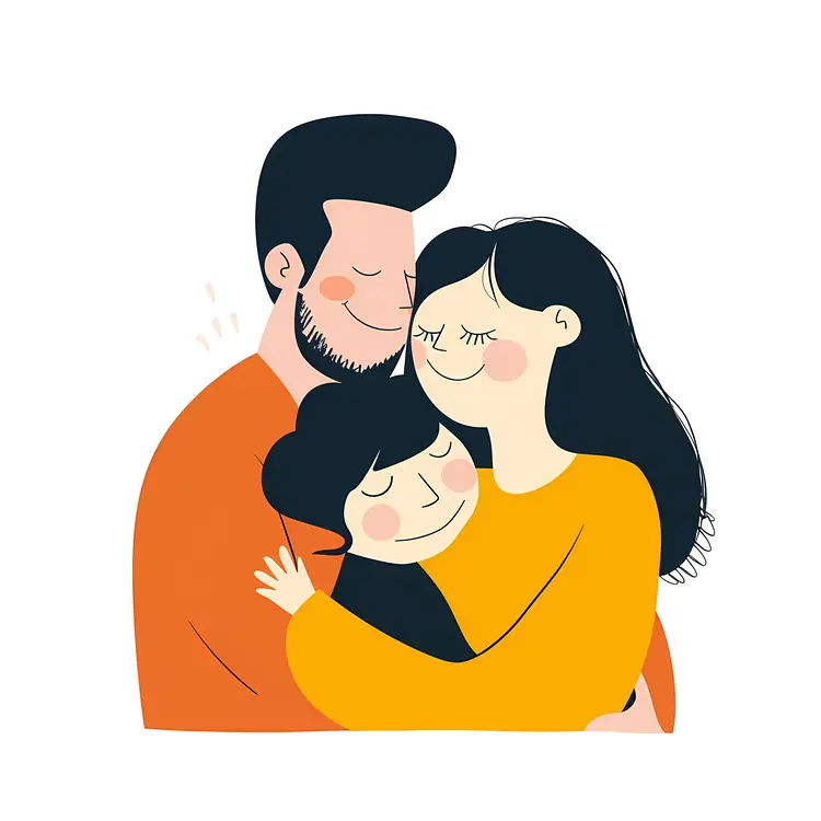 Happy Family Hugging Together