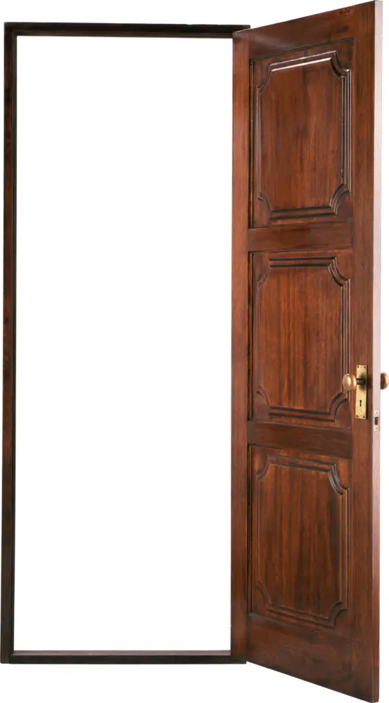 Partially Open Wooden Door with Classic Design