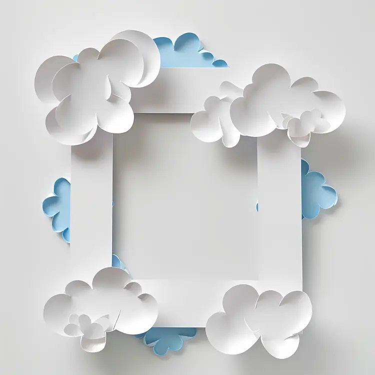Paper Cloud Frame with Blue Background