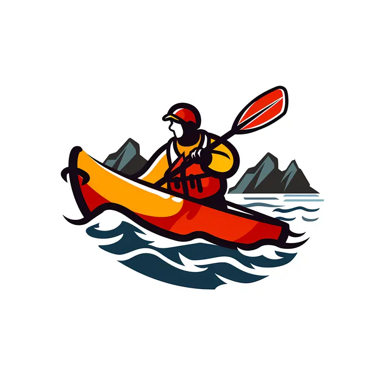 Kayaker in Red Kayak on Water Adventure