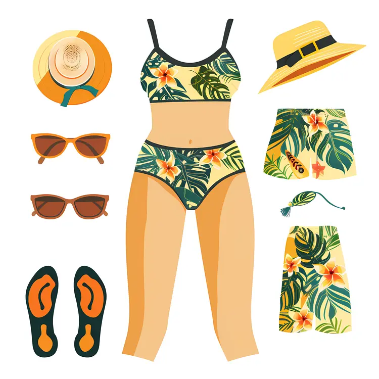 Floral Bikini Set with Accessories