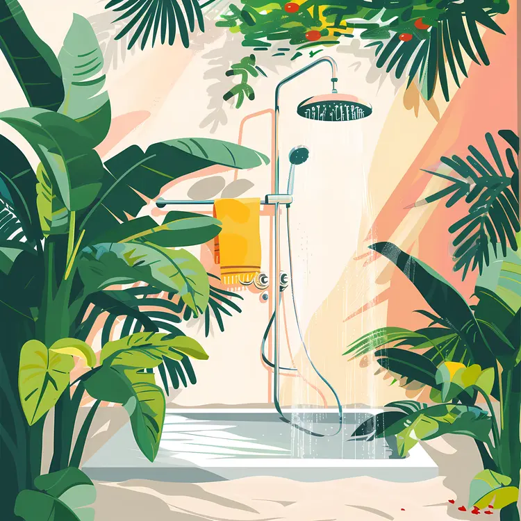 Outdoor Shower with Plants