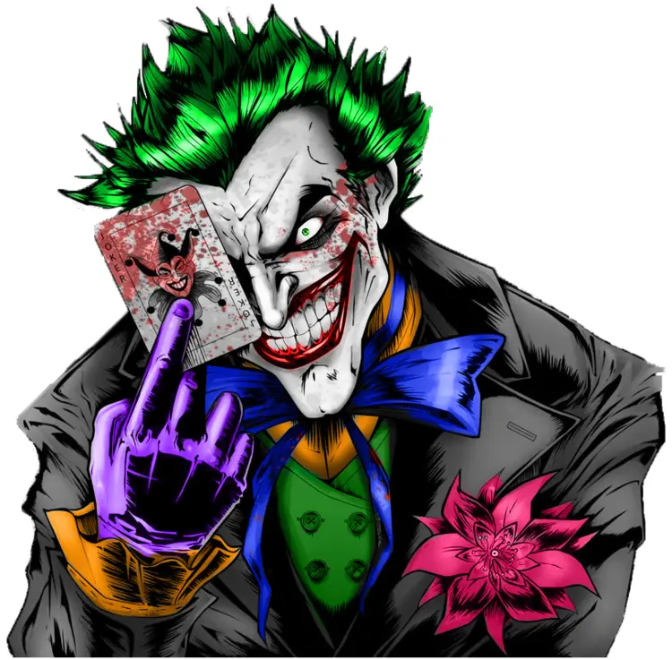 Evil Joker Holding a Card Cartoon Character