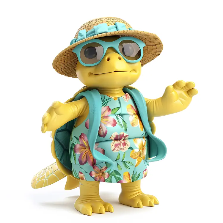 Cute Turtle in Summer Outfit