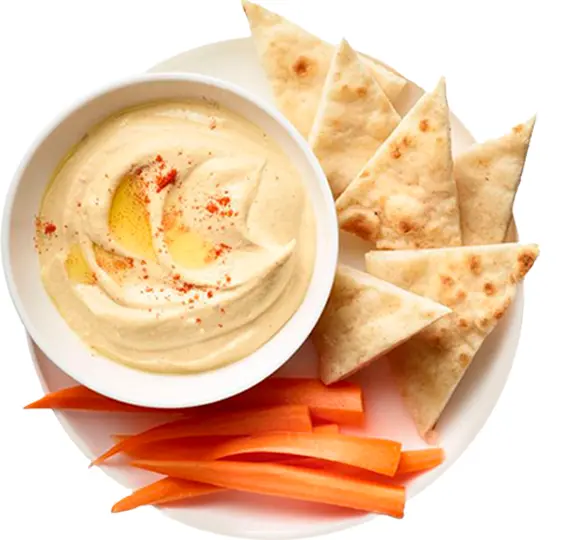 Hummus with Pita and Carrot Sticks