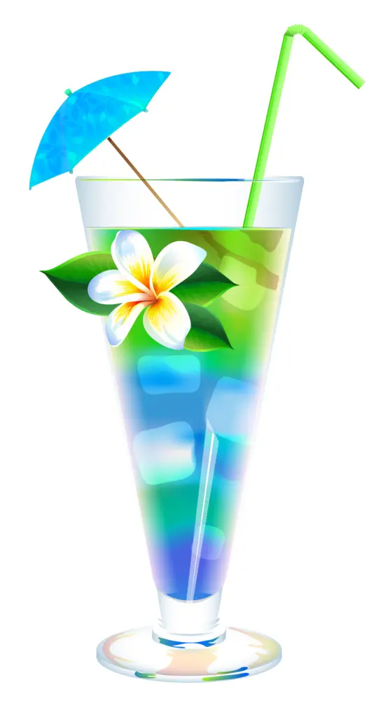 Colorful Cocktail with Flower and Umbrella