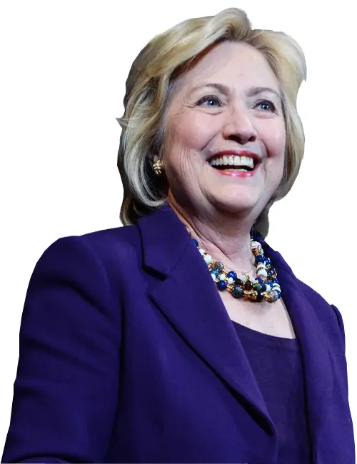 Smiling Blonde Woman in Purple Outfit