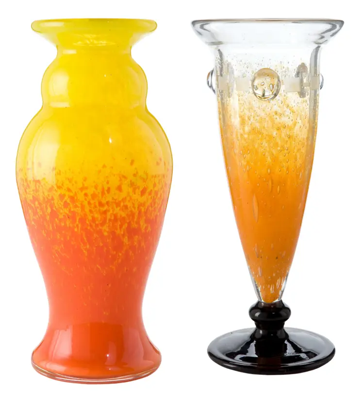 Yellow and Orange Glass Vases