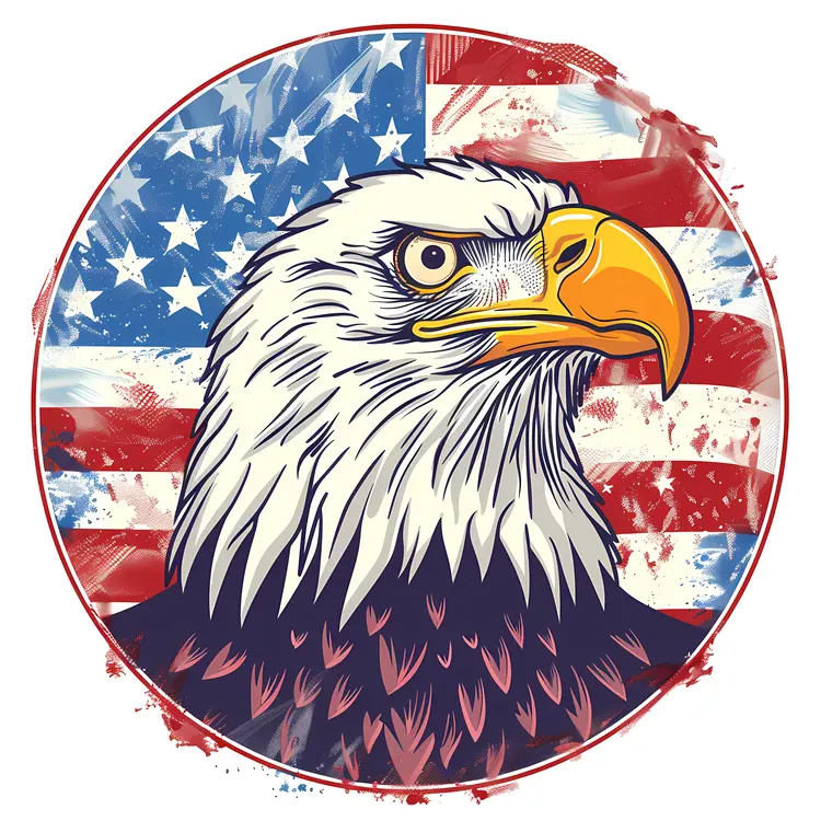 Bald Eagle with American Flag