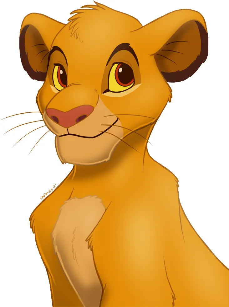 Young Lion with Innocent Eyes Cartoon Character