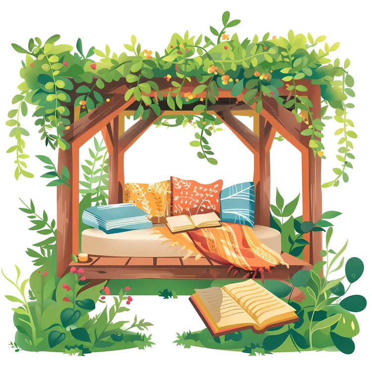 Cozy Reading Nook with Books and Cushions