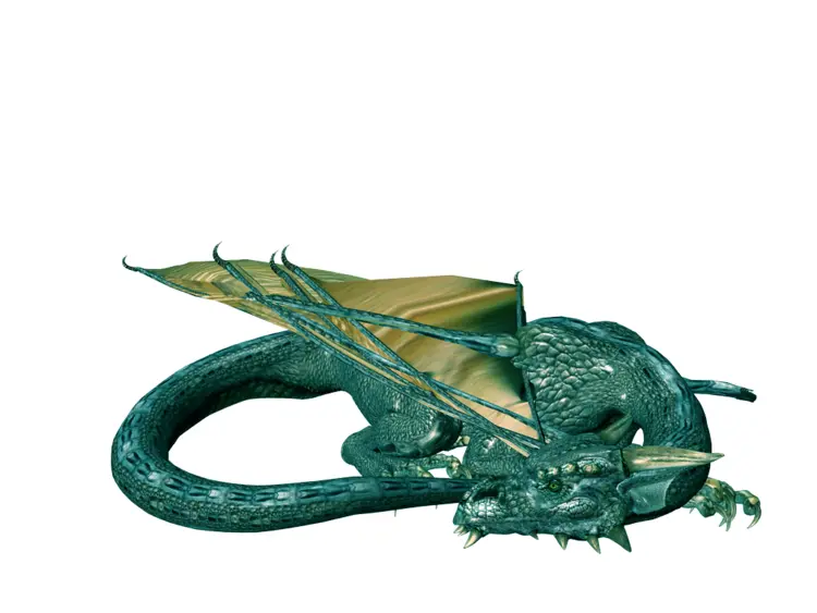 Sleeping Green Dragon with Wings