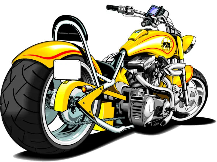 Yellow Custom Motorcycle Illustration