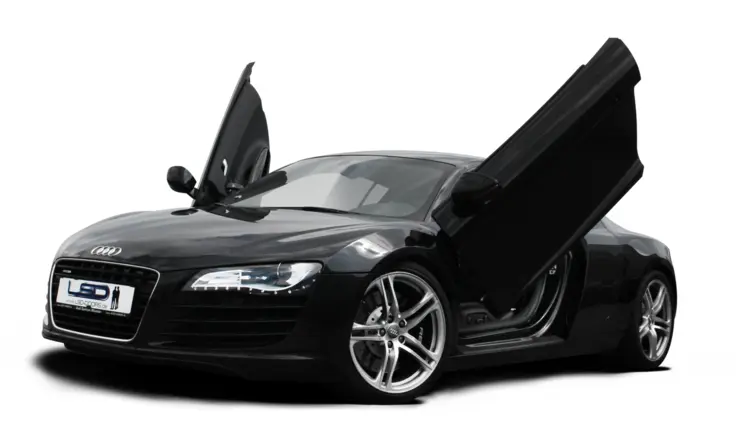 Black Audi Sports Car with Open Doors