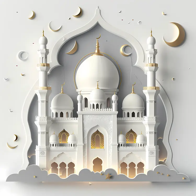 White Mosque with Beautiful Architecture