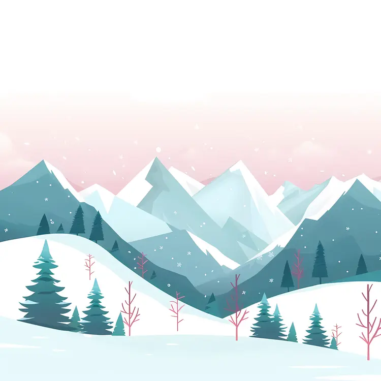 Snowy Mountain Landscape with Trees