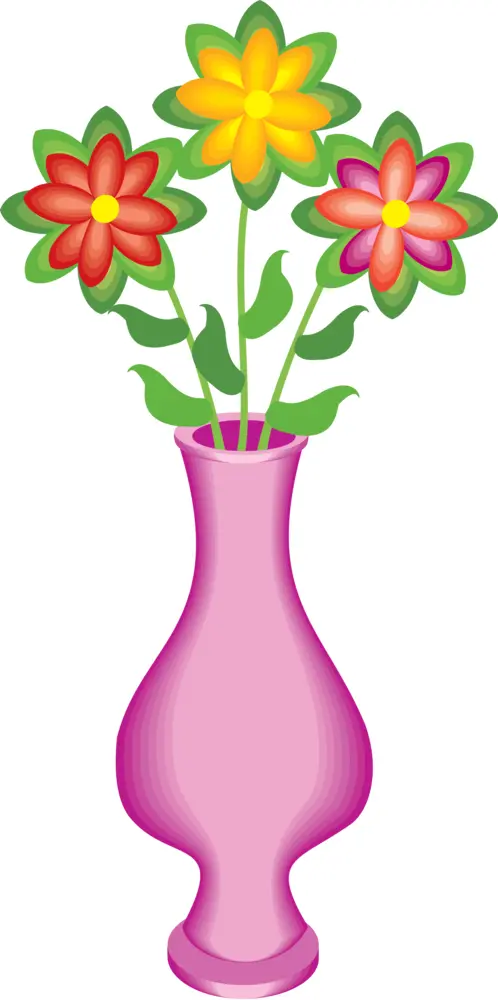 Pink Vase with Colorful Flowers