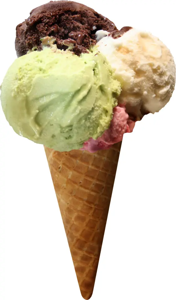 Colorful Ice Cream Cone with Multiple Flavors