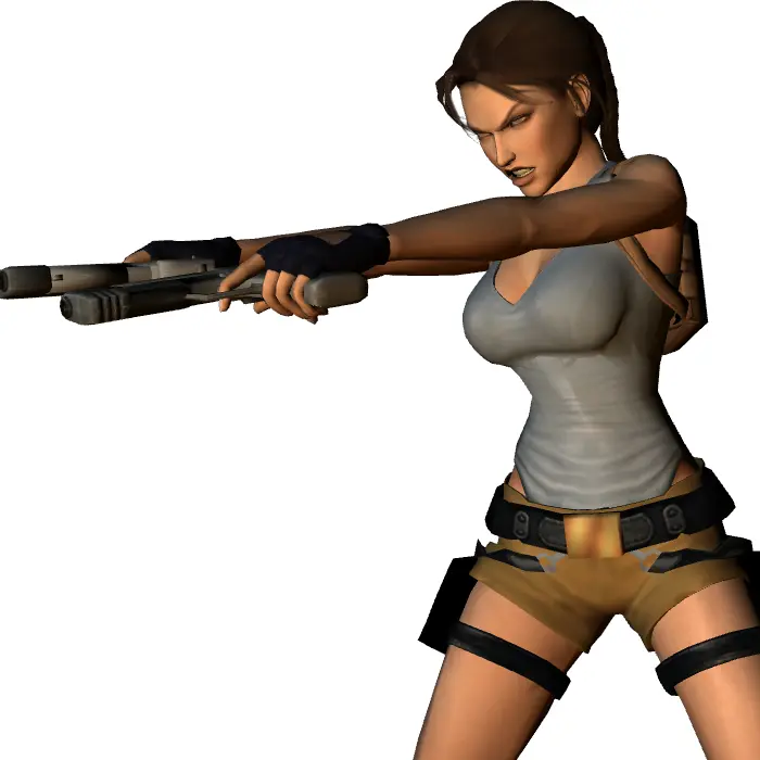 Action-Packed Female Character with Weapons