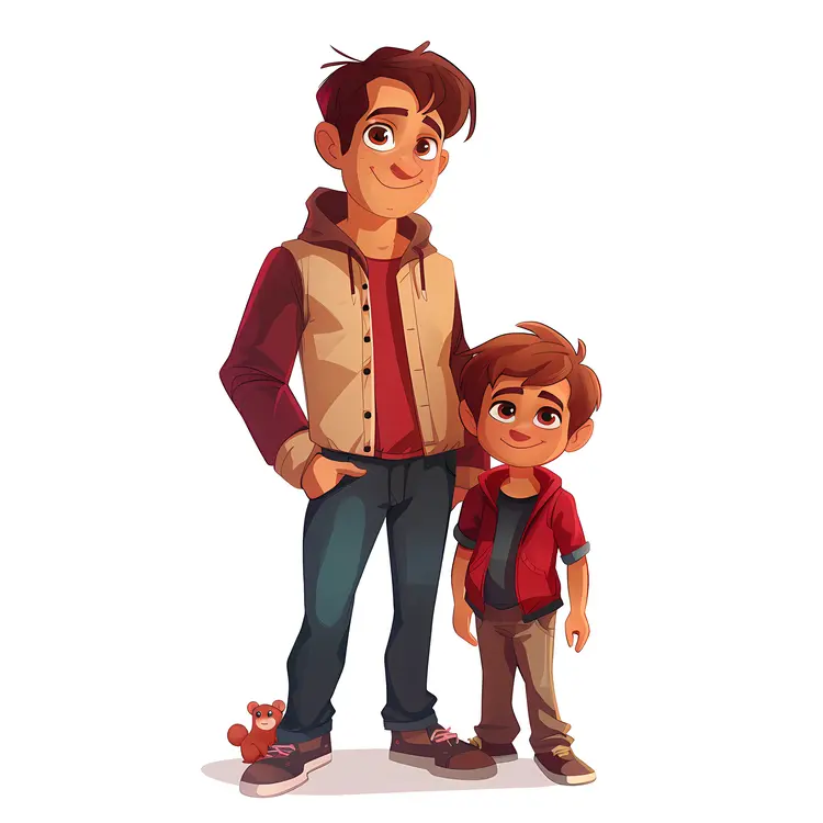 Father and Son Cartoon Illustration