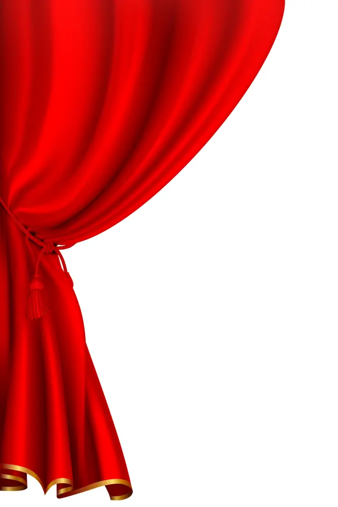 Single Red Theater Curtain with Golden Tassel