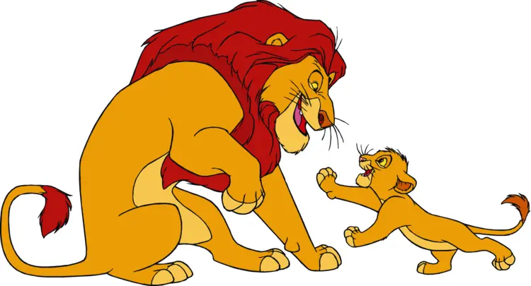 Lion and Cub in Playful Interaction