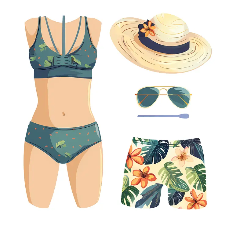 Green Bikini Set with Accessories