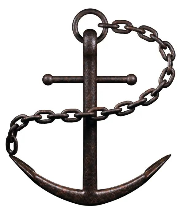 Rusty Nautical Anchor with Chain
