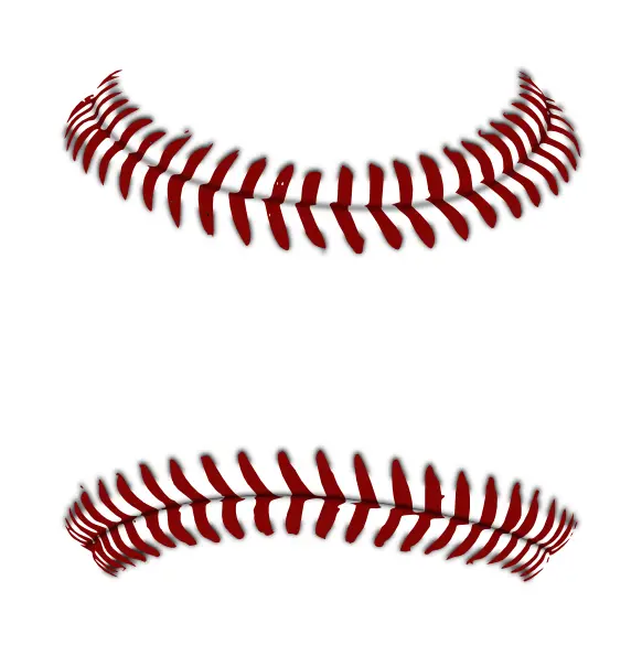 White Baseball with Red Stitches on Transparent Background