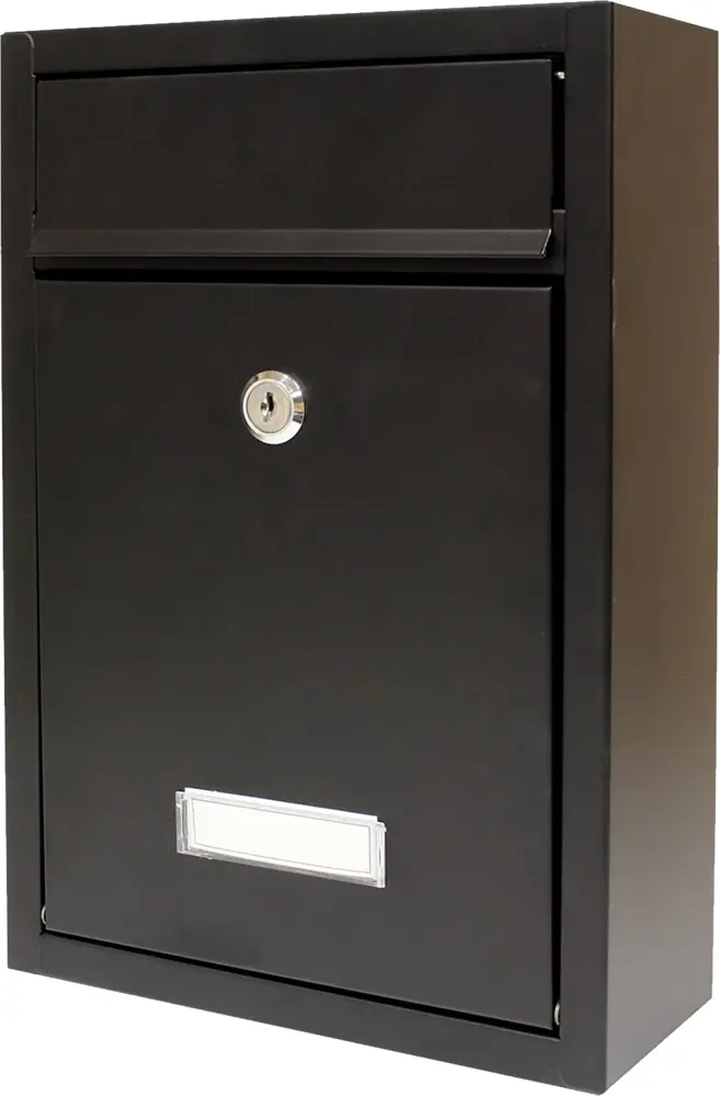 Black Mailbox with Lock and Mail Slot