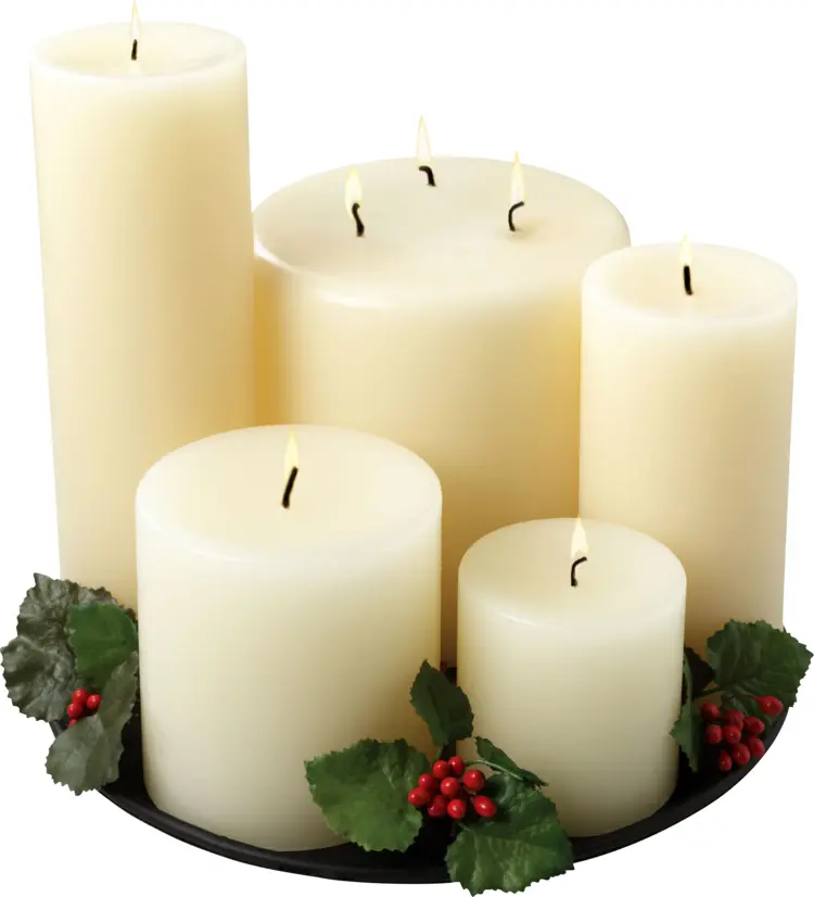 White Candles with Holly Decoration
